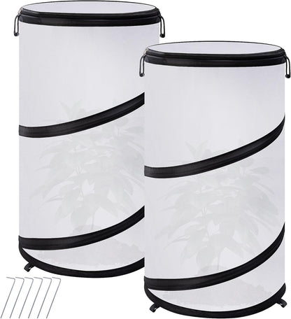 2 Pcs Pop Up Winter Frost Plant Cover, 20 x 12 Inch Round Garden Plants Freeze Protection Tent, Foldable Warm Plant Protector Enclosure for Snow Frost Protection Indoor & Outdoor