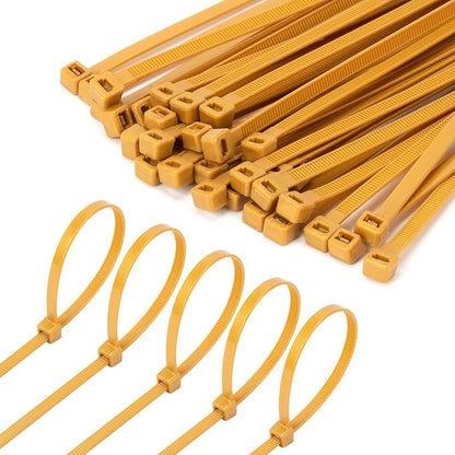 8 Inch Gold Zip Tie 1000 PCS, 40 Lbs - Small to Medium Zip Tie, Nylon PA66 UV Resistant Cable Tie Heavy Duty for Indoor and Outdoor Use - Ideal for bundling and securing objects