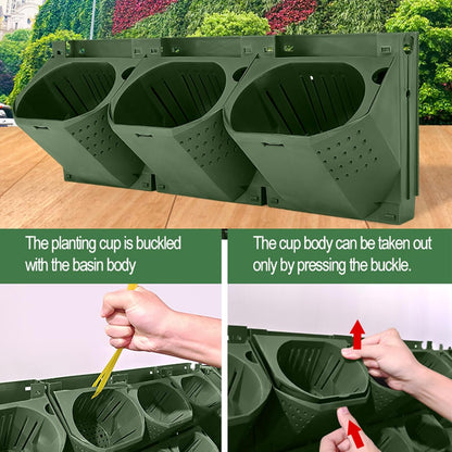 Self Watering Wall Mounted Vertical Planter, 36 Pots Wall Planter Indoor Vertical Living Green Plant Wall Easy Installation (Green)