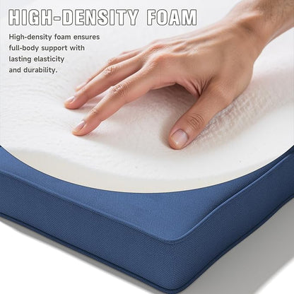 Outdoor Chair Cushions 23" x 24" x 4", Patio Deep Seat Replacement Cushions Set with Zippered Removable Cover, Weather-Resistant Olefin Fabric for Garden Chair Sofa Couch, Set of 2, Blue