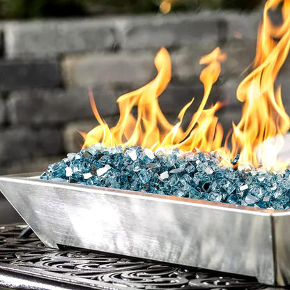 Mr. Fireglass 10 Pounds Fire Glass - 1/4 Inch High Luster Reflective Tempered Glass Rocks for Fireplace Fire Pit Table and Landscaping, Aqua Blue