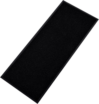 fani Heavy Duty Large Outdoor Indoor Entrance Black Doormat Waterproof Low Profile Entrance Rug Front Door Mat Patio Anti-Skid Rubber Back, 48x120 inch (Jet Black)