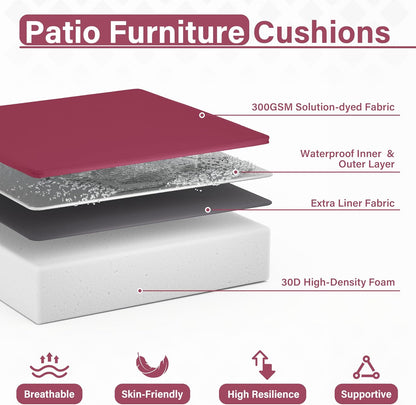 Patio Chair Cushions 19 X 19 X 4 Inch Waterproof Outdoor Seat Cushions for Patio Furniture, Outdoor Sofa Couch Pads with Ties & Handle, Set of 2, Fuchsiared