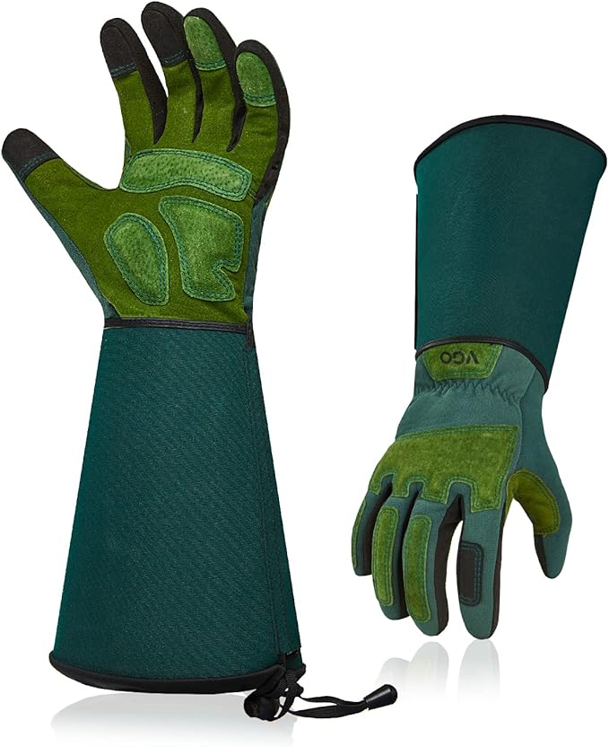 Vgo... 1 Pair Gardening Gloves Unses,Safety Work Gloves,Long Sleeves Gauntlet,Puncture-proof,Thorn Proof,Touchscreen(Size M,Green,SL7477)