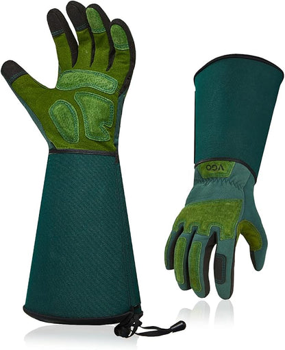 Vgo... 1 Pair Gardening Gloves Unses,Safety Work Gloves,Long Sleeves Gauntlet,Puncture-proof,Thorn Proof,Touchscreen(Size L,Green,SL7477)