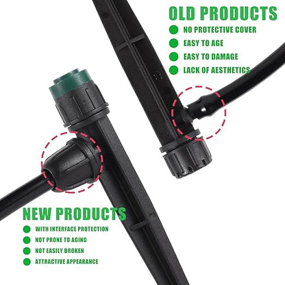 Drip Irrigation Emitters Sprayers for 1/4" Tubing, Adjustable 360 Degree Water Flow Sprayer on 5.5" Arrow Stake,with 1/4" Locked Tee for Watering System(30Pcs Sprayers and 30Pcs Tee)