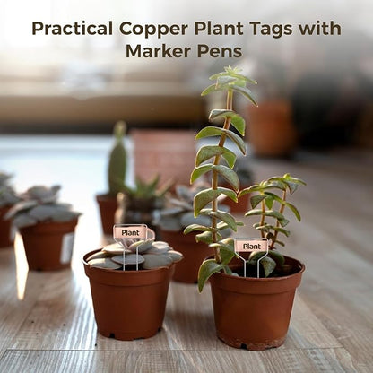 60 Pcs 4 Inch Copper Plant Tags for Outdoor Garden Waterproof, Metal Garden Tags Plant Labels for Garden with 2 Markers for Plant Information