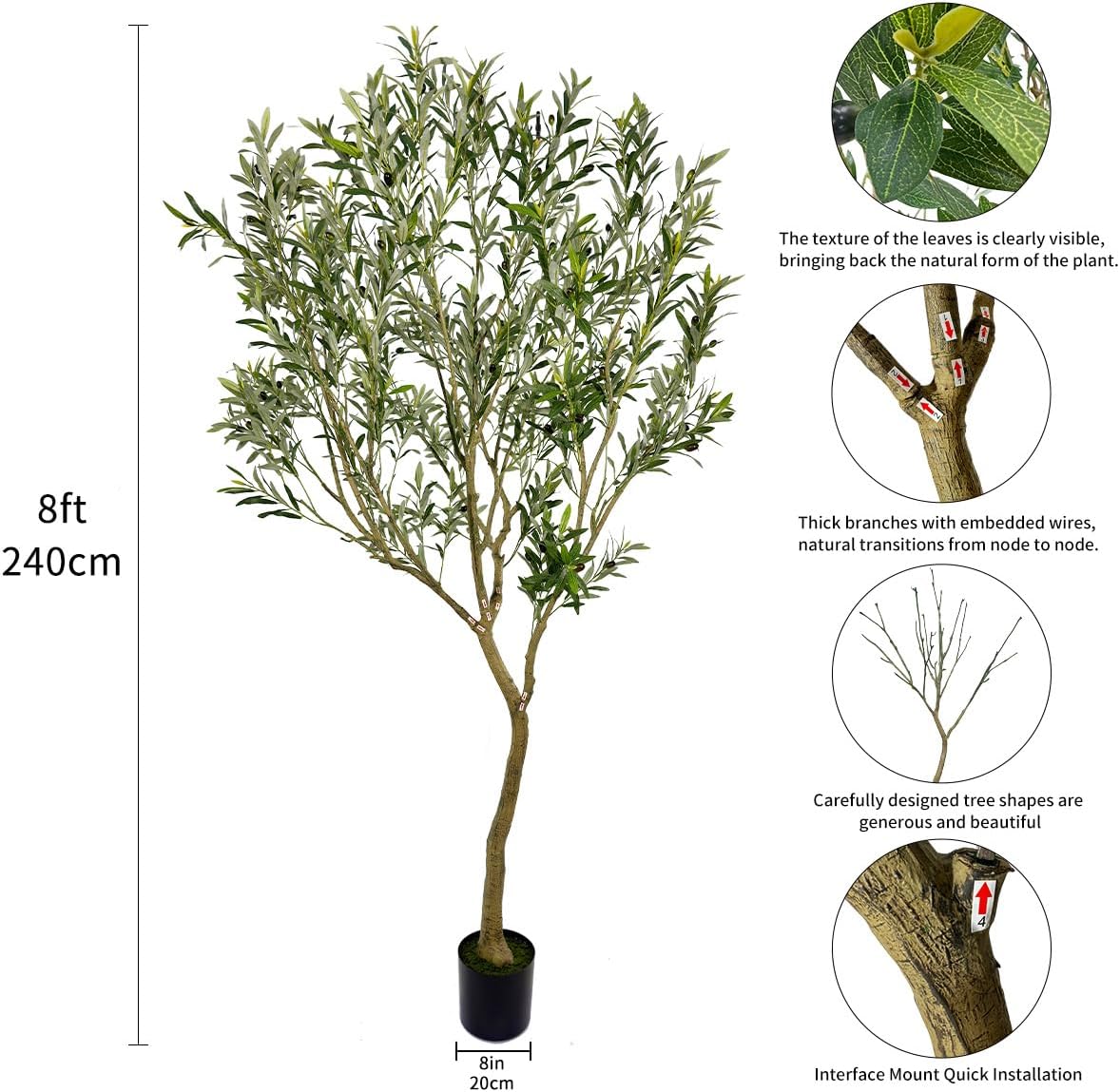 8ft Artificial Olive Tree Fake Tree Interior Decoration Tree Artificial Tree Fauk Tree