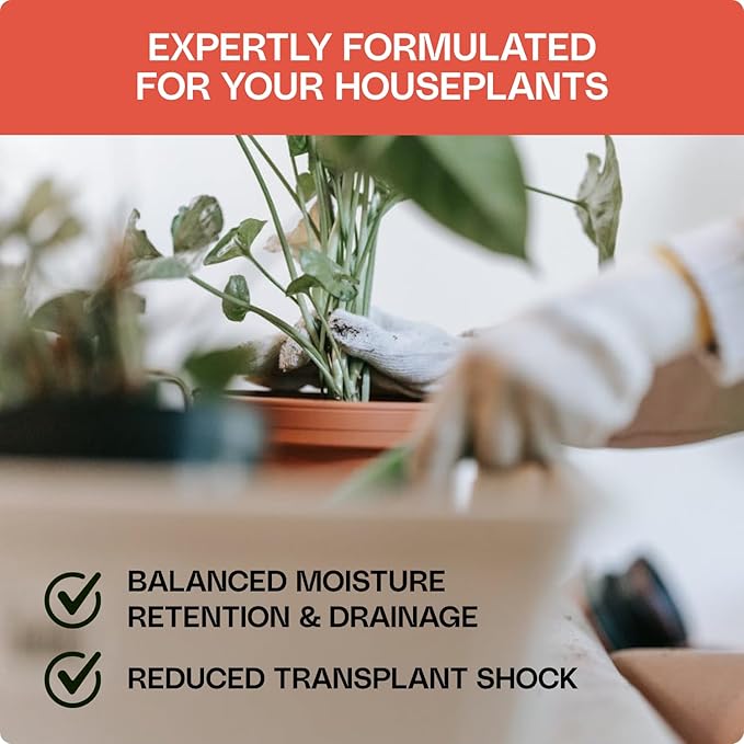Flourish Plant Organic Houseplant Soil – 4 qt Potting Mix for Indoor Plants, Boosts Roots & Reduces Transplant Shock, with Peat for Moisture Retention, USA Made