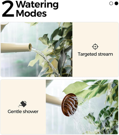 Bamworld Watering Can for Indoor Outdoor Plant Metal Watering Can with Removable Spout Embossd Design Plant Watering Devices Stainless Steel 1/2 Gallon Watering Cans Perfect Home & Garden Décor Creamy