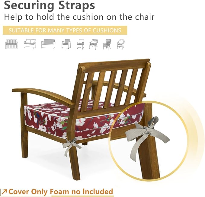 Porch Shield Patio Chair Seat Cushion Covers Set 4, Outdoor Waterproof Fade Resistant Cushion Slipcovers, Replacement Covers Only, 23 x 23 x 4 Inch