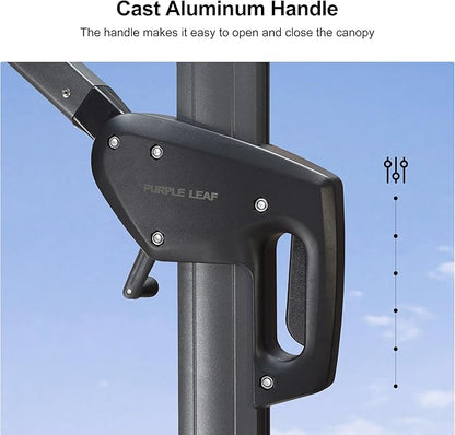 PURPLE LEAF 10 Feet Patio Umbrella Outdoor Cantilever Square Umbrella Aluminum Offset Umbrella with 360-degree Rotation for Garden Deck Pool Patio, Light Grey