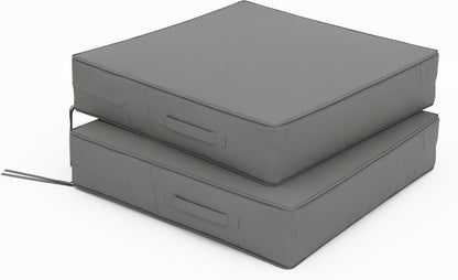 Patio Chair Cushions 24 X 24 X 5 Inch Waterproof Outdoor Seat Cushions for Patio Furniture, Outdoor Sofa Couch Pads with Ties & Handle, Set of 2, Light Grey