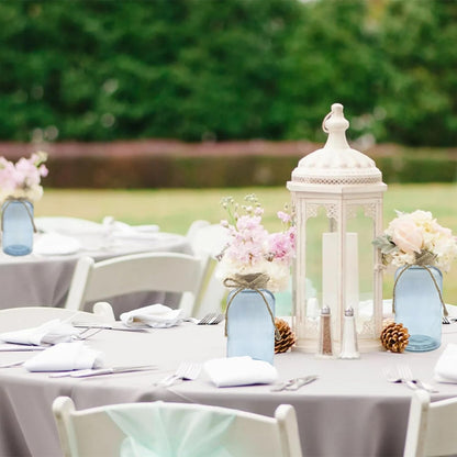 Vintage Glass Flower Vase，6 Pack Blue Farmhouse Glass Centerpiece Vases Mason Jars for Weddings, Parties & Home Decor Bulk (6, Blue)