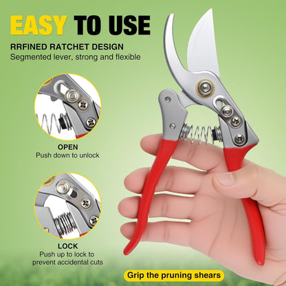 Yesker Pruning Shears Garden Shears 8.6" Professional Bypass Garden Scissors Yard Clippers with Sharp SK5 Steel Blade Heavy Duty Hand Pruners for Branch Flower Plant Trimming Cutting Gardening Tools