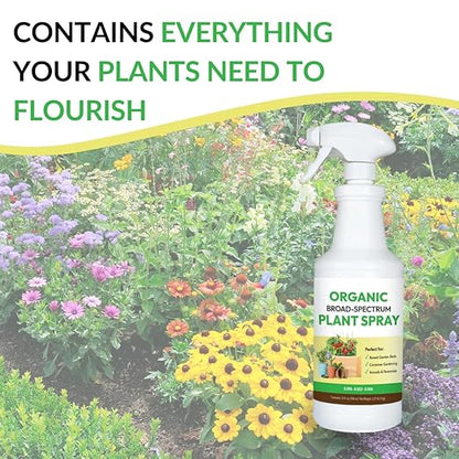 Organic Broad Spectrum Plant Spray - Liquid Plant Food in a Spray Bottle (Foliar Fertilizer) | Use on All Outdoor Plants Including: Vegetables, Herbs & Flowers | No Mixing Required (32oz)