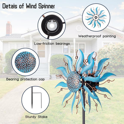Wind Spinner Outdoor Decoration, 57”H*13”D Wind Sculptures Metal Yard Art Windmill, Pinwheels for Yard and Garden