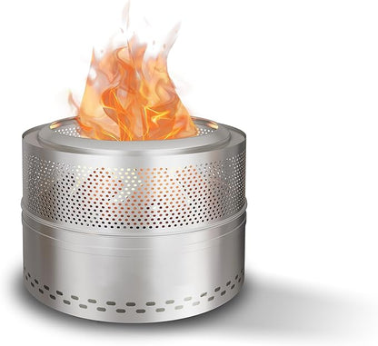 Smokeless Fire Pits for Outside, 20''Portable FirePits for Camping, Outdoor Stainless Steel FirePit with Carry Bag, Wood Burning Stove，Sliver