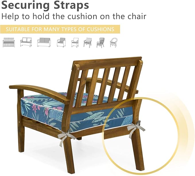 Porch Shield Outdoor Cushion Slipcovers Patio Chair Seat Cushion Covers Set 4 Waterproof Fade Resistant 20 x 18 x 4 inch, Palm Leaf