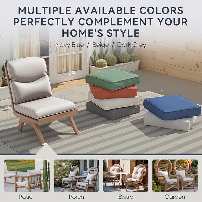 Patio Chair Cushions 5 Packs - Outside 22x24 High Back Water-Resistant Cushion with Zipper Cover for Outdoor Glider Rocking Chairs Loveseat 3-seat Couch Sofa – Beige/Crescent