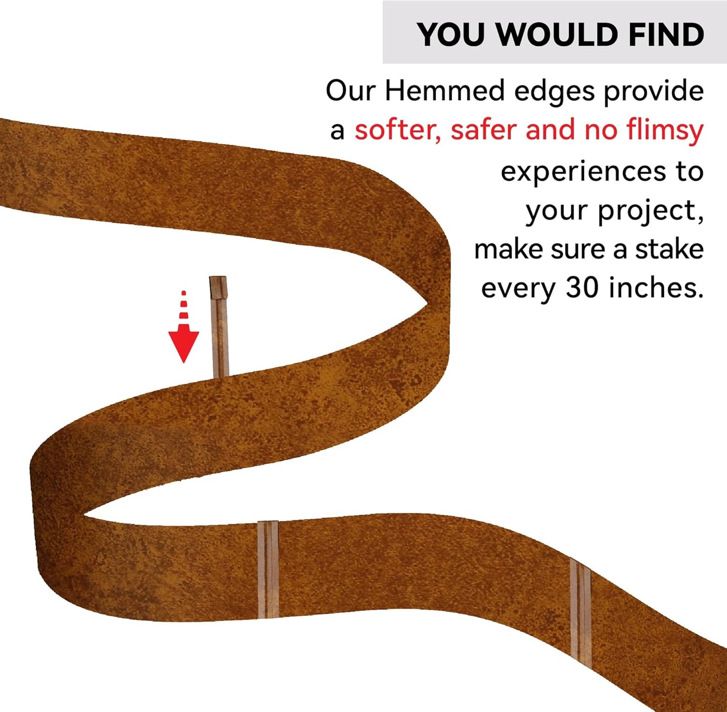 Metal Garden Landscape Edging with 8Pcs Stakes, 6" x 25Ft Galvanized Steel Lawn Edgings Roll Flexible Coil Border for Landcaping,Flower Bed,Rusty