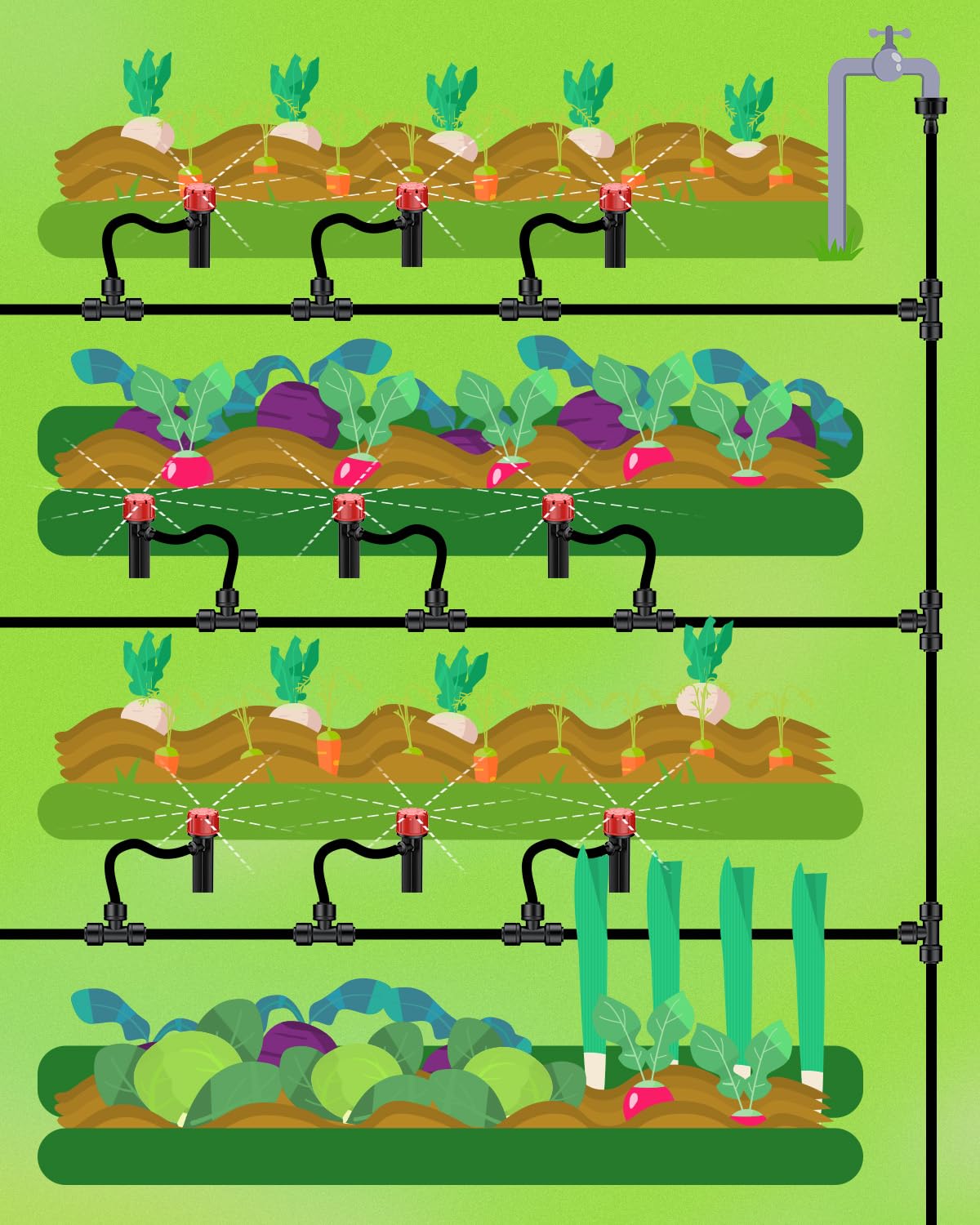 Pawfly 100 Pcs Drip Irrigation Emitters, Drip Emitters with Adjustable 360 Degree Water Flow, Garden Drippers for Plants Watering System, Sprinkler Heads for 1/4" Drip Irrigation Tubing