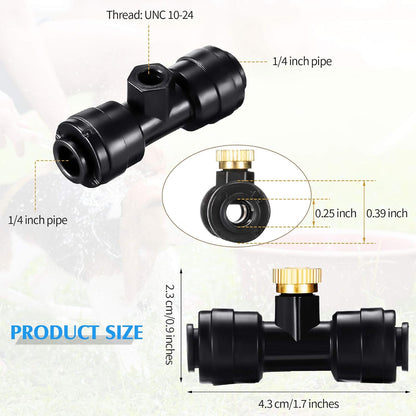 Misting Nozzles Kit Include Water Misting Tees Thread 1/4 Inch and Brass Orifice Nozzle with Black Plug for Outdoor Spray Cooling System(72 Pieces)
