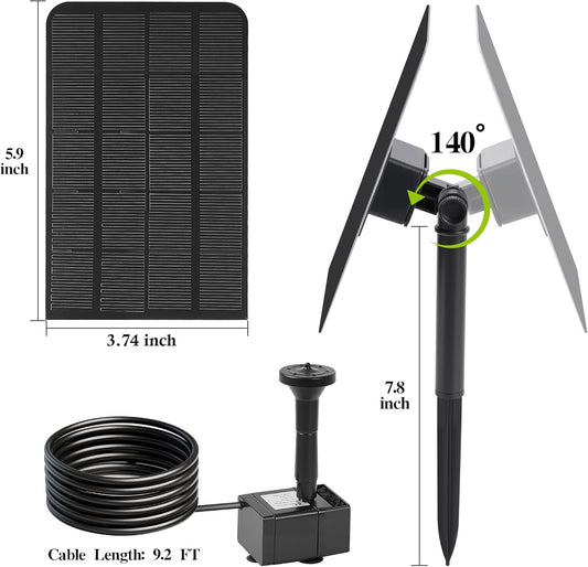 Solar Water Fountain for Bird Bath Solar Water Pump with Seperated Solar Panel 2.5w 5v Solar Powered Water Fountain for Small Pond Garden Water Feature Decoration