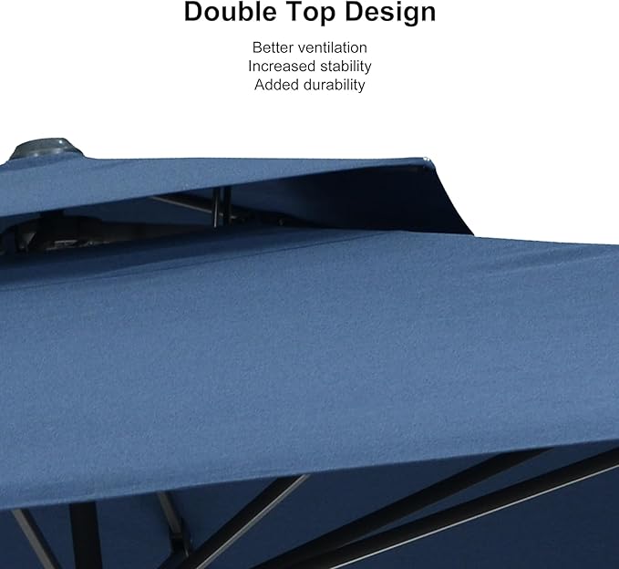 PURPLE LEAF 10 FT Cantilever Patio Umbrella Outdoor Umbrella with 220lbs Base Large Square Windproof Offset Umbrella for Pool Deck Garden, Ocean Slate