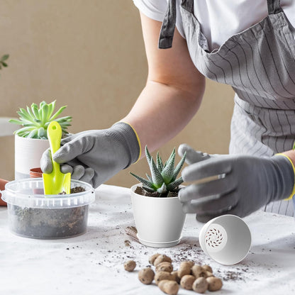 8 Pack 4 Inch Plant Pots with Drainage Holes and Saucers, Pots for Plant Indoor, Plastic Planters for Succulents and Small Plants, Colorful