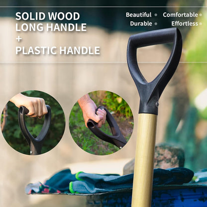 Square Shovel, Shovels for Digging with D-Handle, Overall 41-Inch Long Garden Shovel, Transfer Shovel, Snow Shovel for Car, Garden Tools