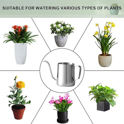 Small Watering Can for Indoor Plants, Mini Indoor Watering Can with Long Spout and Handle 12 Oz / 350 ml Rust-Proof 304 Stainless Steel Material