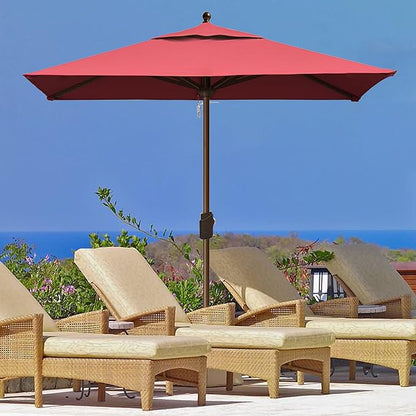 EliteShade USA 10-Year-Non-Fading 6x6Ft Square Market Umbrella Patio Outdoor Table Umbrella with Ventilation, Burgundy