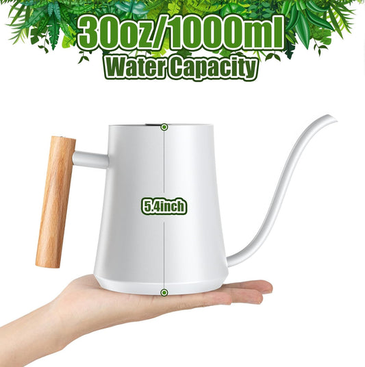 Green Moon Water Can Indoor Plant White 35oz with Long Spout Mini Water Can Indoor Metal Watering Can Pot for Indoor House Plant Bonsai Outdoor Garden Flowers Modern Decorative