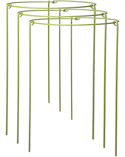 3-Pack Heavy Duty Garden Plant Stakes, 4.2mm Steel Plant Support Stakes for Indoor Outdoor Use - Tomato Cages, Monstera, Peony Supports for Potted Plants & Trees - 10" W x 17" H (Mint Green)