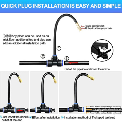 Drip Irrigation Kit Automatic Watering System for Potted Plants, 360 Degree Adjustable Copper Micro Sprinklers, Quick Connect Tubing Fittings for Garden, Lawn, Patio, Balcony(Timer Ⅱ)