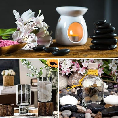 20lbs Mixed Color Outdoor Decorative Stones, 2-3 Inch High Polished River Rocks for Indoor Plants, Large Pebbles for Vase Filler Fish Tank Aquariums Landscaping Garden