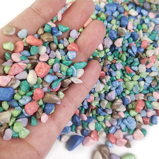 HappyFiller Colored Gravel,Indoor Plants Succulent Cactus Topper Dressing Pebbles,Polished Mini Stones 3-5mm for Aquarium Fish Tank,Fairy Garden Terrarium Decor,Vase Filler,Resin Arts Crafts,0.88 LB