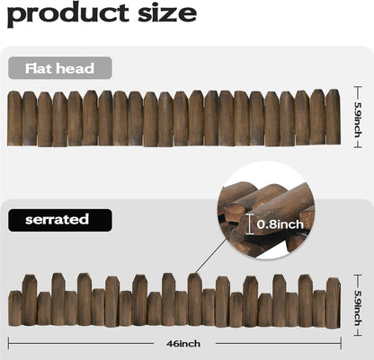 Wood Garden Edging – Half-Round Decorative Wooden Fence Border for Indoor & Outdoor Use, Rustic Natural Pine Panels for Flower Beds, Pathways, and Landscaping Décor