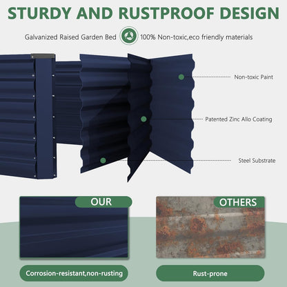 FOOWIN 4pcs 8x4x2ft Galvanized Raised Garden Bed, Planter Raised Garden Boxes Outdoor, Large Metal Raised Beds for Gardening, Garden Bed for Vegetables, Flowers, Herb,478 Gallon Capacity, Royal Blue