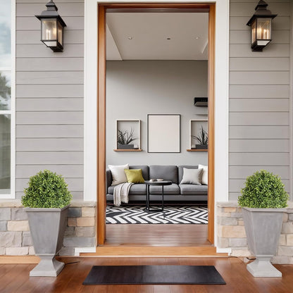 27" Tall Artificial Boxwood Ball Topiary Trees Set of 2, UV Resistant Large Faux Plants Outdoor, 2ft Fake Bushes and Shrubs Look Real with Ground Spike for Front Porch Outside Planter Backyard Decor