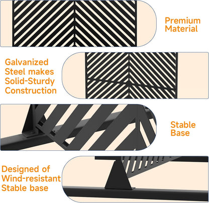 Metal Privacy Screen 72" H x 47.2" Decorative Outdoor Privacy Screen Privacy Panel with Stand for Balcony Deck Patio Lawn Garden, Privacy Fence (Black-Arrow)