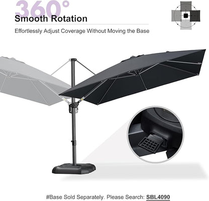 PURPLE LEAF 10 Feet Patio Umbrella Outdoor Cantilever Square Umbrella Aluminum Offset Umbrella with 360-degree Rotation for Garden Deck Pool Patio Black