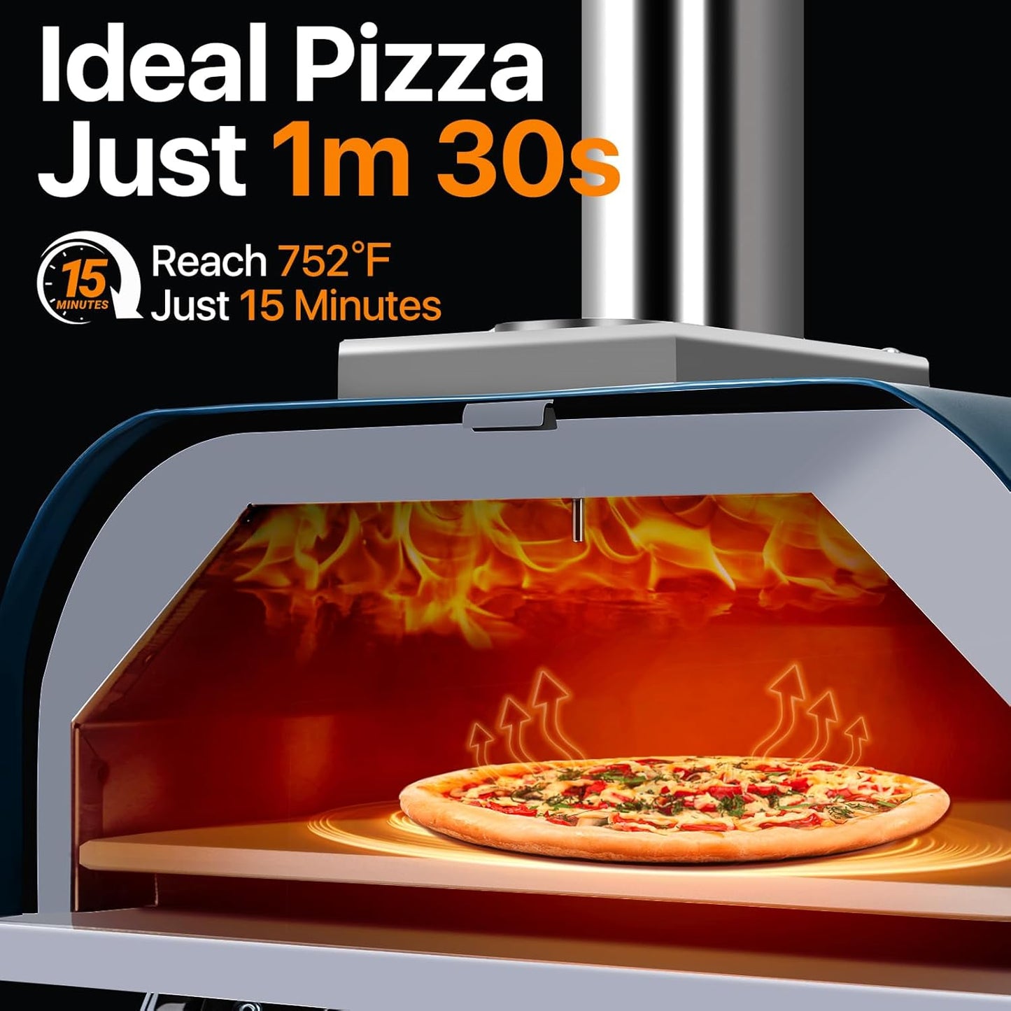 Pizza Oven 13 Inch Outdoor Wood Fired Portable Stainless Steel Pizza Oven with Pizza Stone for Family Outside Cooking Camping Backyard BBQ Pizza Maker Garden Kitchen(Blue-gery 13IN)