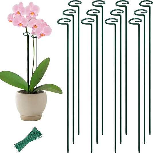 36” Tall Plant Stakes, 12 Pack Plant Support Stakes,6mm Heavy-Duty Metal Garden Stakes, Flower Stakes for Lilies, Dahlias, Gladiolus, Sunflowers, Tomato, Clematis