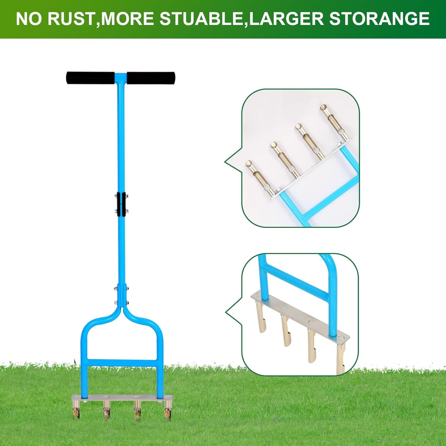 sancat Lawn Aerator with 4 Stainless Steel core Plug, 39inch Hollow Tine Aerator,Manual Yard Aerator,Grass Soil Aerator, Aerator Lawn Tool for Lawn Care.