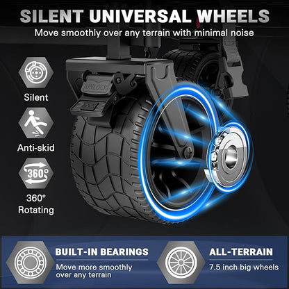 LEVELEVE Heavy Duty Folding Wagon - 2-in-1 Collapsible Cart, 400lb Capacity, All-Terrain Wheels w/Brakes & Side Pockets (Blue)