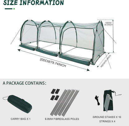 Flexible Net Grow Tunnel - Garden Greenhouse Mesh Cover Growhouse Cloche for Protecting Fruit Vegetables Plants Cultivation (3M)