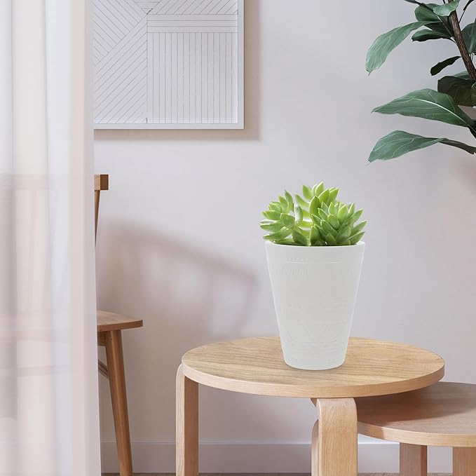 Ceramic Bonsai Planter with Geometric Pattern Indoor Plant Pot for Balcony Round Nursery Pot with Drainage White Glossy Flower Container for Office and Decor