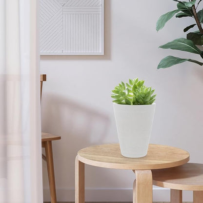 Ceramic Bonsai Planter with Geometric Pattern Indoor Plant Pot for Balcony Round Nursery Pot with Drainage White Glossy Flower Container for Office and Decor